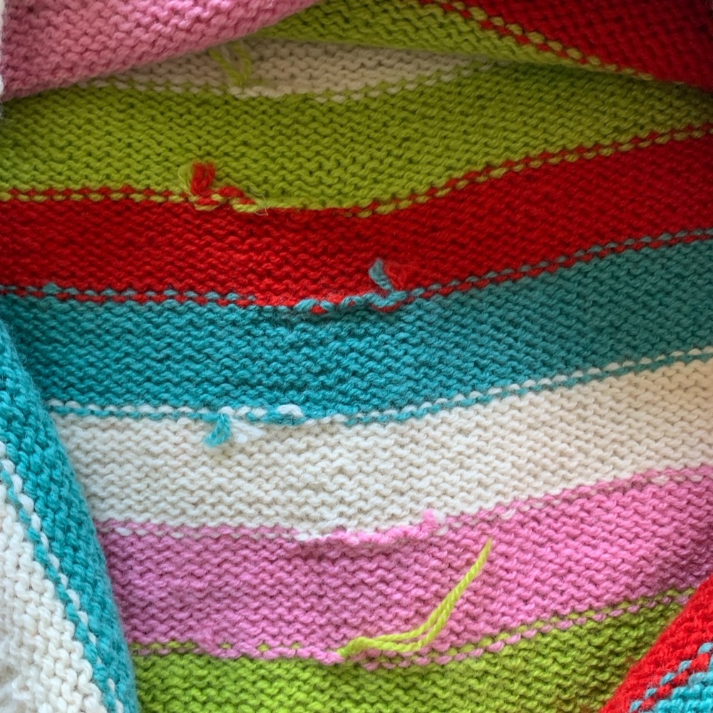 Handmade 100% wool. Colorful Striped Women's Sweater - Picture 4 of 4